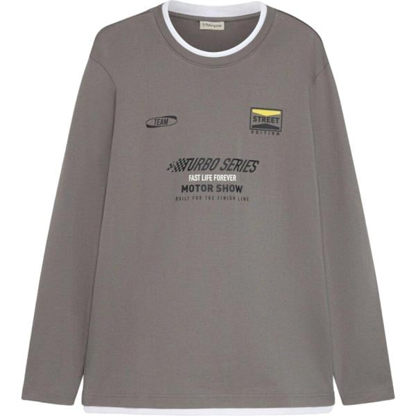 T-shirt da donna in grigio scuro a maniche lunghe in cotone organico bonprix bonprix