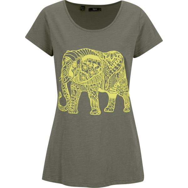 t-shirt bonprix verde con stampe