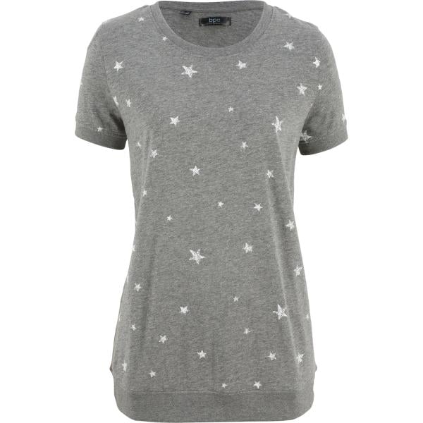 t-shirt da donna in grigio chiaro con scollo in cotone bonprix
