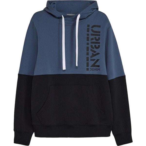 Felpa con cappuccio da uomo in nero pece con stampe collo con cappuccio in cotone organico bonprix bonprix