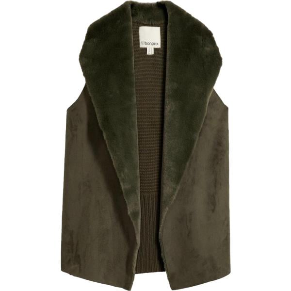 Gilet da donna in verde oliva in in ecopelliccia bonprix bonprix