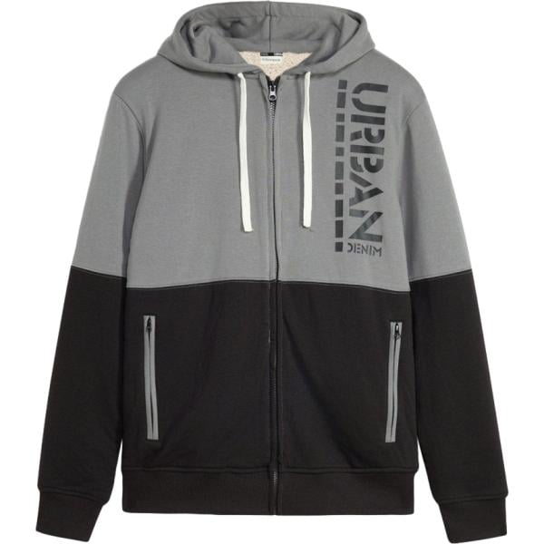 Felpa con cappuccio da uomo in grigio scuro collo con cappuccio con zip bonprix