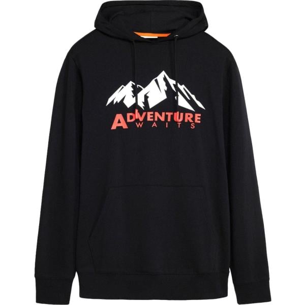 Felpa con cappuccio da uomo in nero pece collo con cappuccio in cotone organico bonprix