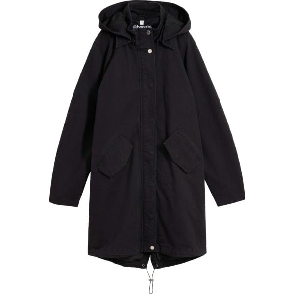 Parka da donna in nero pece tessuto impermeabile bonprix