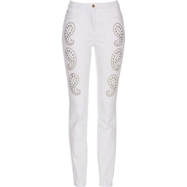 Jeans con borchie in denim bianco Bpc selection rosso