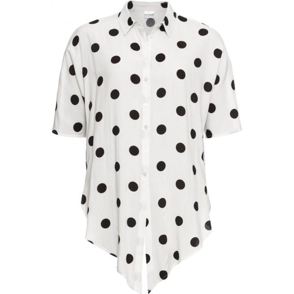 Camicia con nodi a pois a maniche corte Bodyflirt bianco a pois