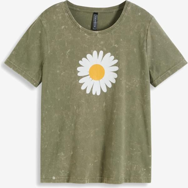 t-shirt bonprix verde con stampe