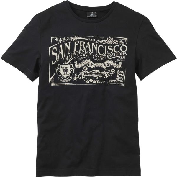 t-shirt Bpc bonprix collection nero con stampe