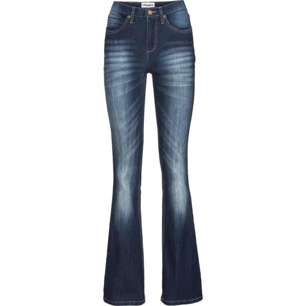 Jeans bootcut da donna in blu scuro a vita alta in denim bonprix bonprix