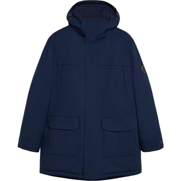 Parka da uomo in blu scuro collo con cappuccio tessuto impermeabile bonprix