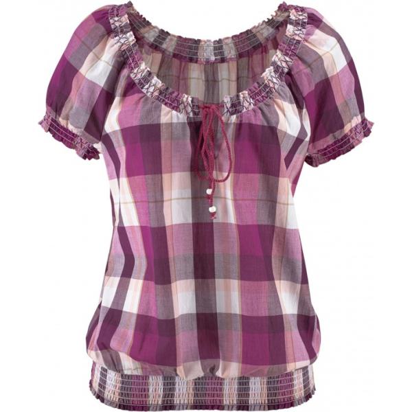 Tunica con fiocco e perle fantasia con scollo a maniche corte in denim John Baner JEANSWEAR viola