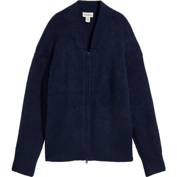 Cardigan da donna in blu scuro con zip in lana bonprix