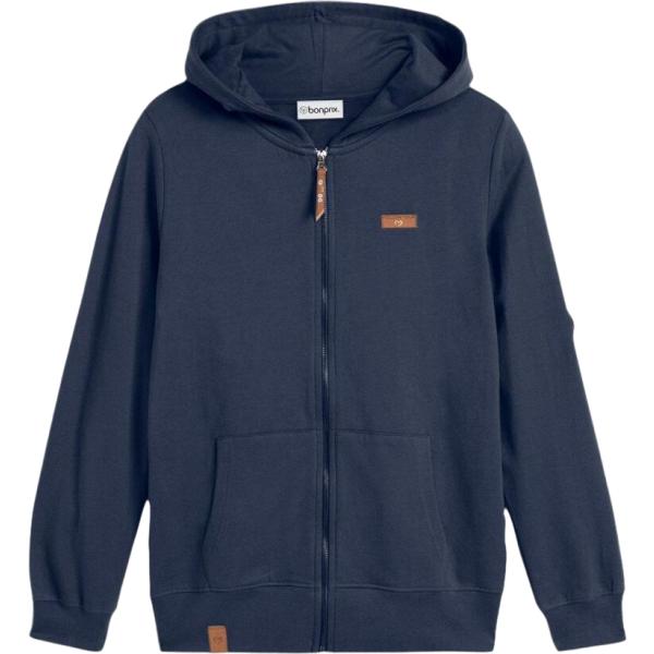 Felpa con cappuccio da donna in blu scuro collo con cappuccio con zip bonprix