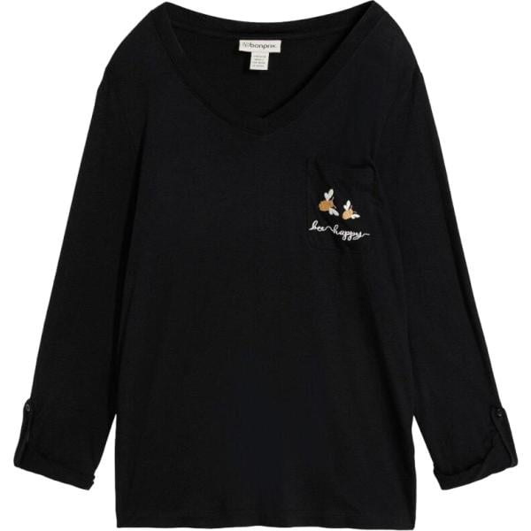 T-shirt da donna in nero pece a maniche lunghe bonprix bonprix
