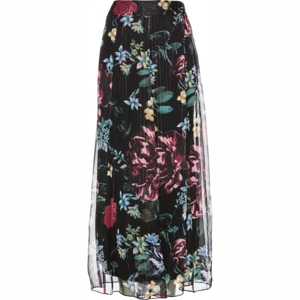 Gonna fantasia floreale chiffon nero Bpc selection premium nero a fiori