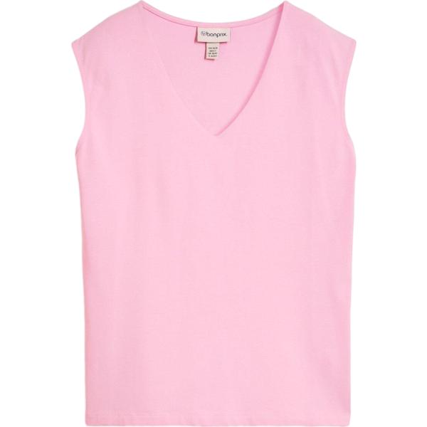 Canottiera da donna in rosa chiaro collo a v in cotone organico bonprix
