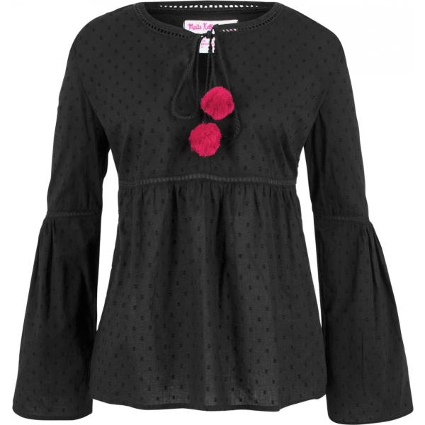 Blusa con pizzo e arricciature nero Bpc bonprix collection nero