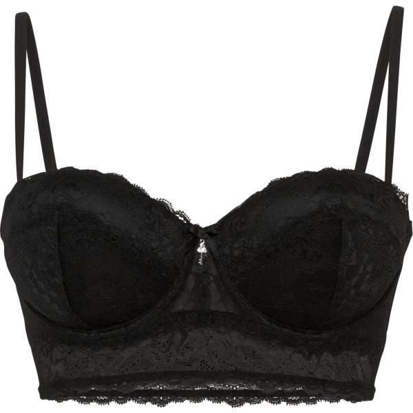 Reggiseno a balconcino da donna in nero con strass senza spalline Bonprix