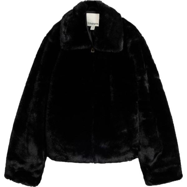 Ecopelliccia da donna in nero pece corto bonprix