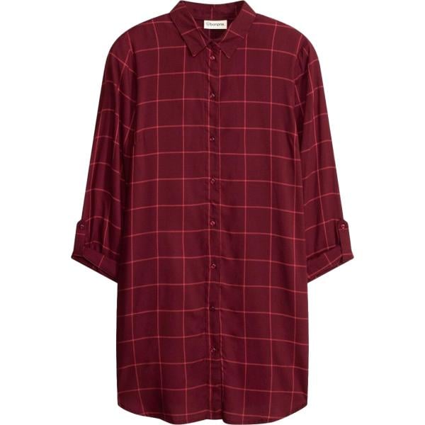 Camicia da donna in bordeaux a quadri lungo bonprix
