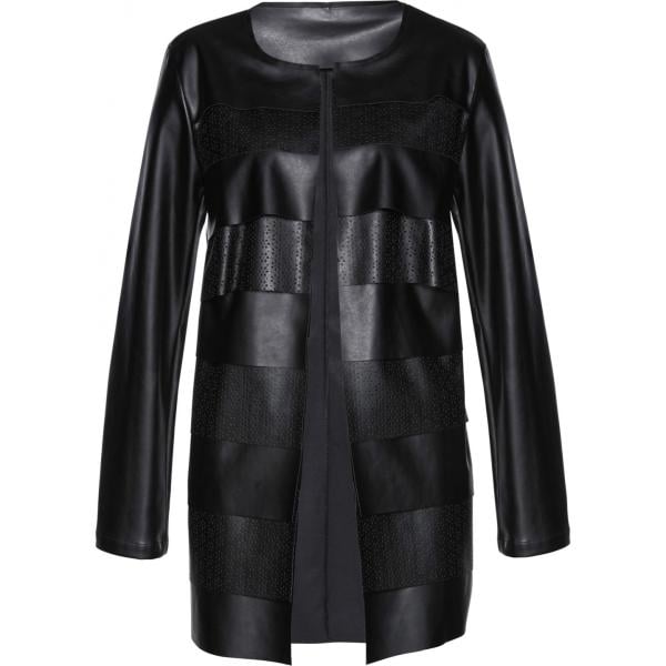 Blazer con balze in pelle sintetica nero Bpc selection nero