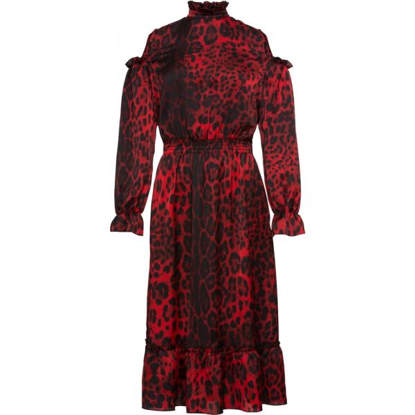 Vestito al ginocchio fantasia chiffon con spalle scoperte rosso Rainbow arancione