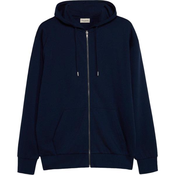 Felpa con cappuccio da uomo in blu scuro collo con cappuccio con zip bonprix