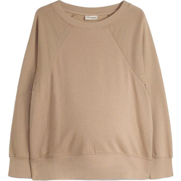 Felpa da donna in marrone chiaro premaman con scollo in cotone organico bonprix