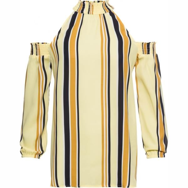 Blusa forma svasata con spalle scoperte e aperture giallo Bodyflirt giallo