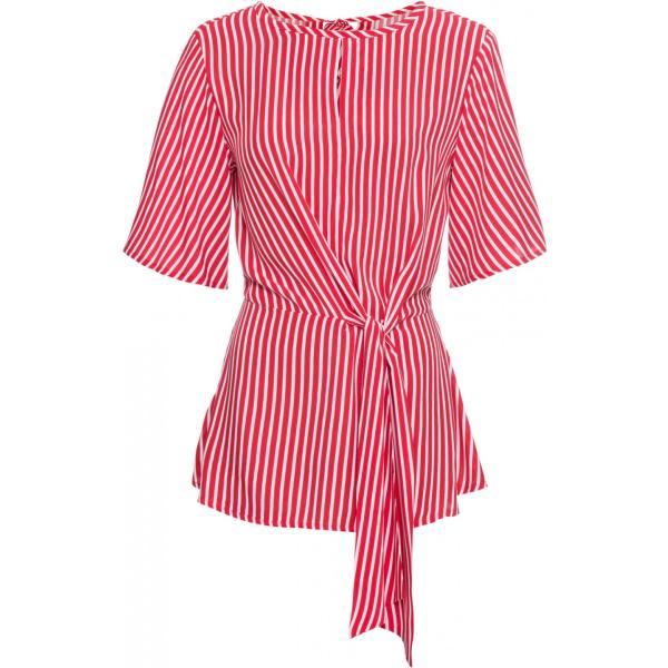 Blusa con nodi a righe con scollo e laccetti con spacco rosso Bodyflirt rosso a righe