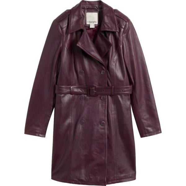 Trench da donna in marrone scuro in pelle bonprix