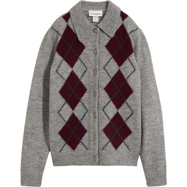 Cardigan da donna in grigio chiaro collo a polo bonprix bonprix