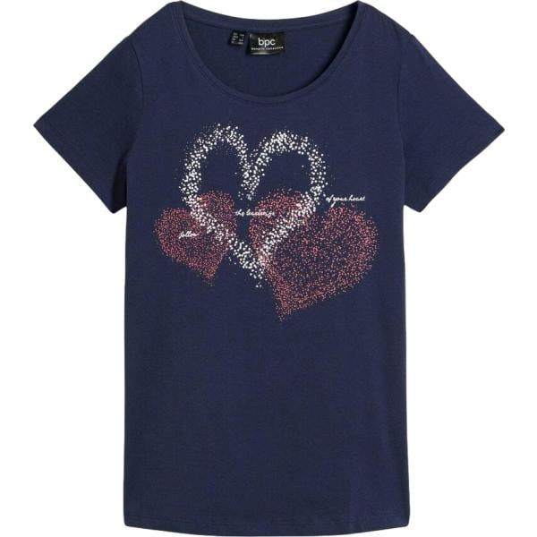 T-shirt da donna in blu scuro in cotone bonprix bonprix