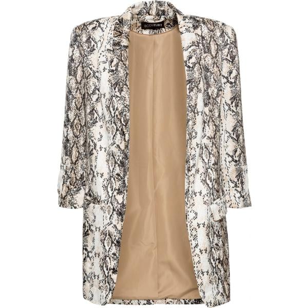 Blazer fantasia collo aperto con tasche beige BODYFLIRT boutique nero