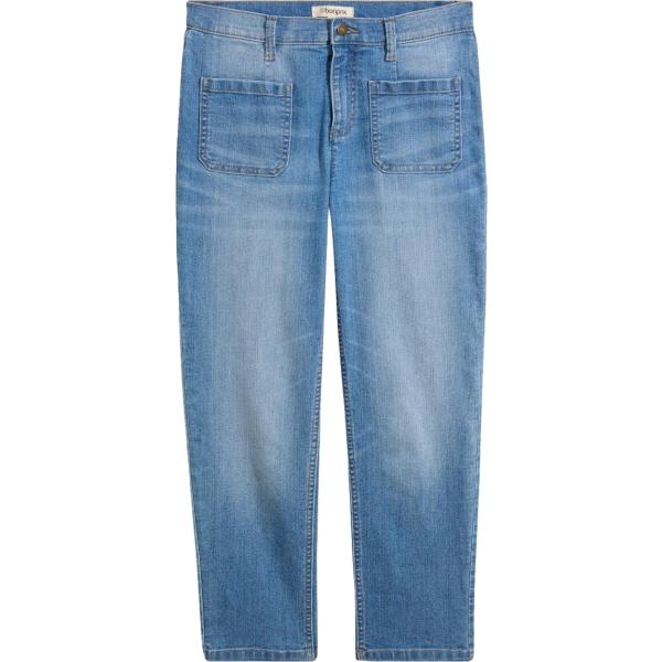 Jeans slim fit da donna in blu medio cropped a vita alta in denim bonprix