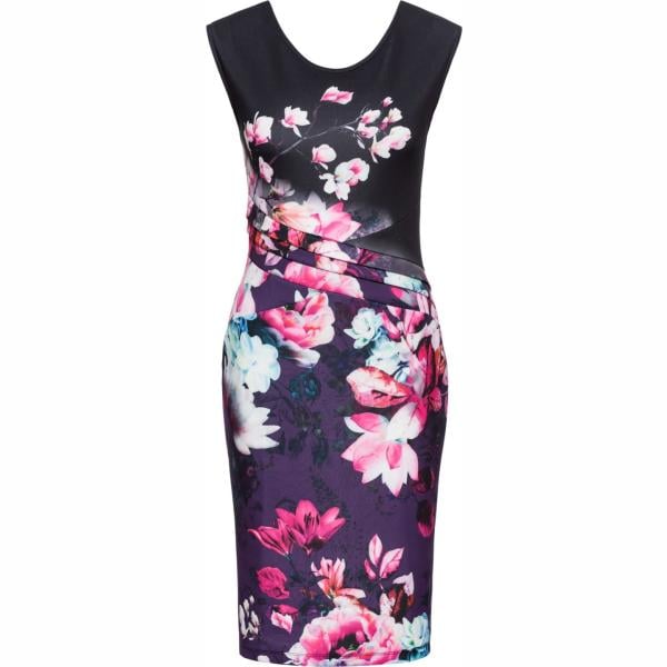 Vestito fantasia floreale viola Rainbow nero a pois