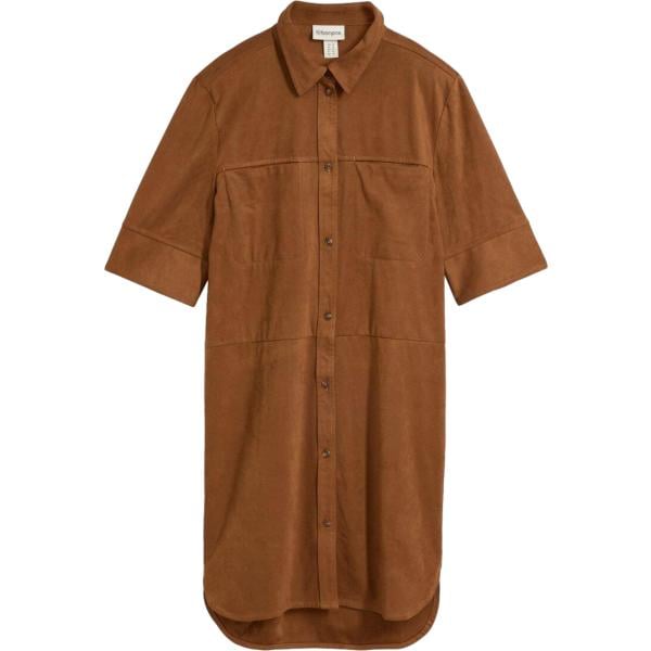 Vestito chemisier da donna in marrone scuro effetto scamosciato in ecopelle bonprix bonprix