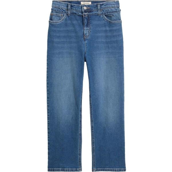 Jeans dritti da donna in blu scuro cropped a vita alta in denim bonprix bonprix
