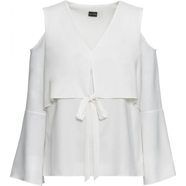 Blusa con fiocco e scollo bianco Bodyflirt blu