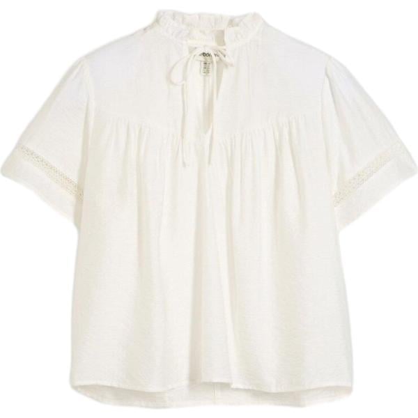 Camicia a maniche corte da donna in bianco neve con pizzo a maniche corte bonprix bonprix