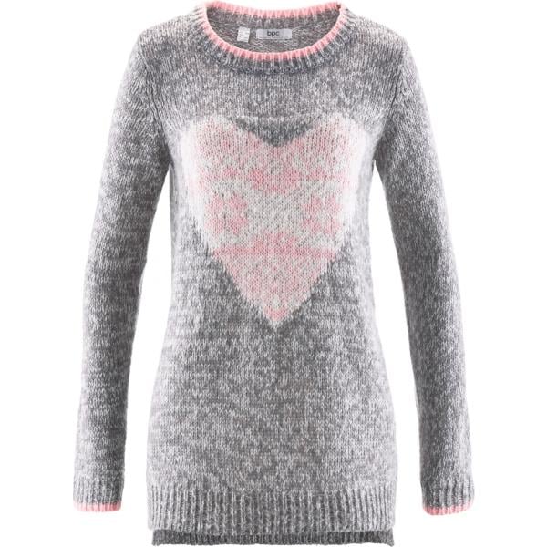 Pullover forma asimmetrica a maniche lunghe grigio Bpc bonprix collection grigio