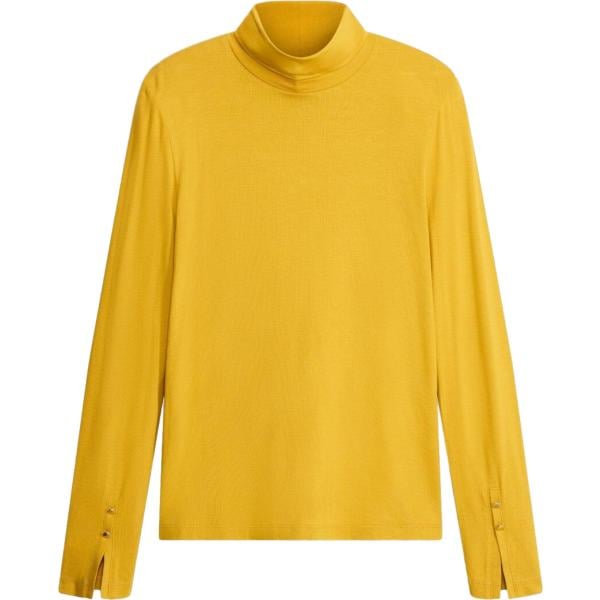 T-shirt da donna in giallo chiaro collo a dolcevita con bottoni bonprix bonprix
