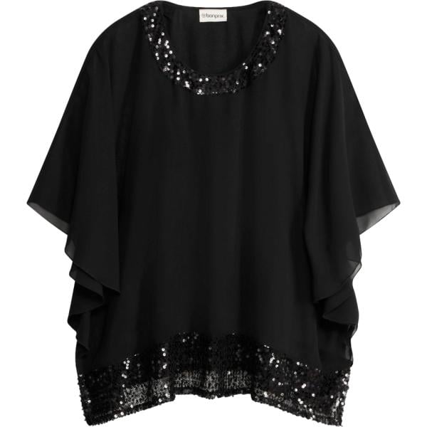 Blusa da donna oversize in nero pece bonprix bonprix