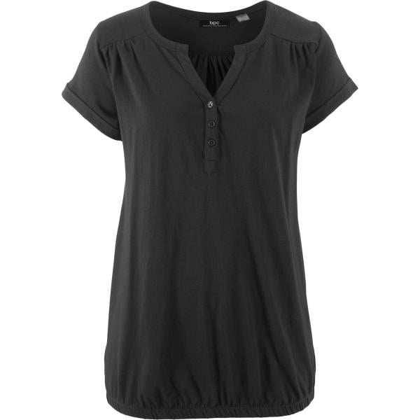 maglione da donna in nero pece collo a v a maniche corte in cotone bonprix