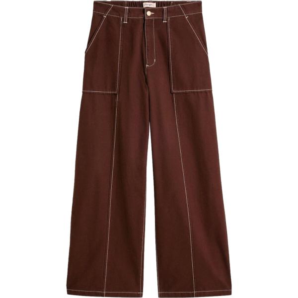 Pantaloni da donna in marrone scuro cropped bonprix