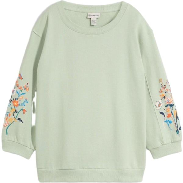 Felpa da donna in verde chiaro in cotone organico bonprix