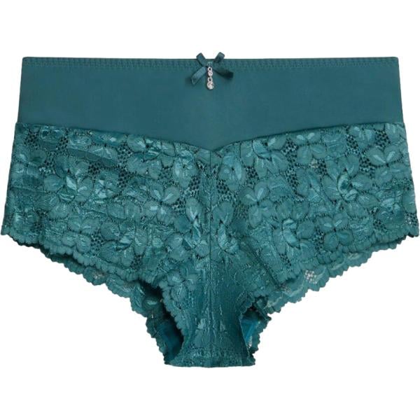 Culotte da donna in verde scuro a fiori con pizzo intimo a vita alta bonprix