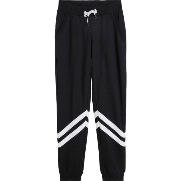 Pantaloni da donna in nero pece a righe in plush bonprix