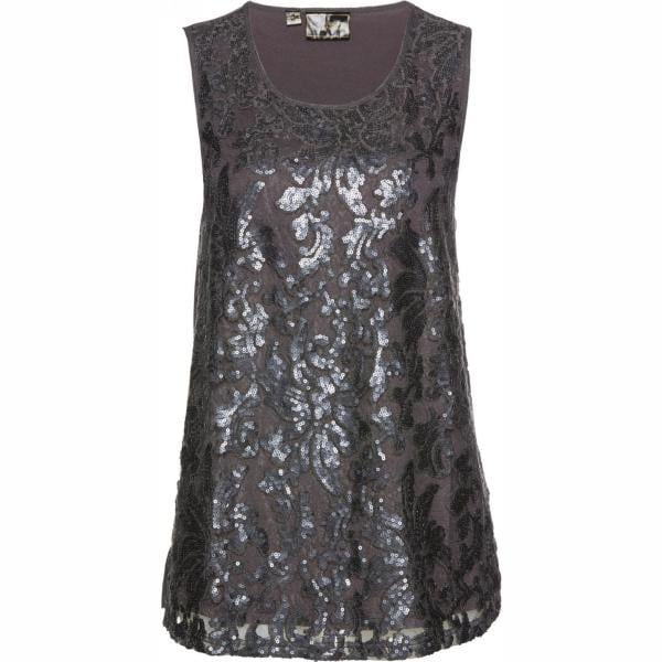 Top con pizzo e paillettes grigio Bpc selection premium grigio