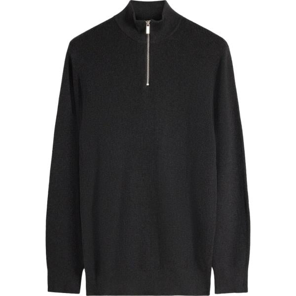 Maglione da uomo in nero pece collo alto con zip bonprix